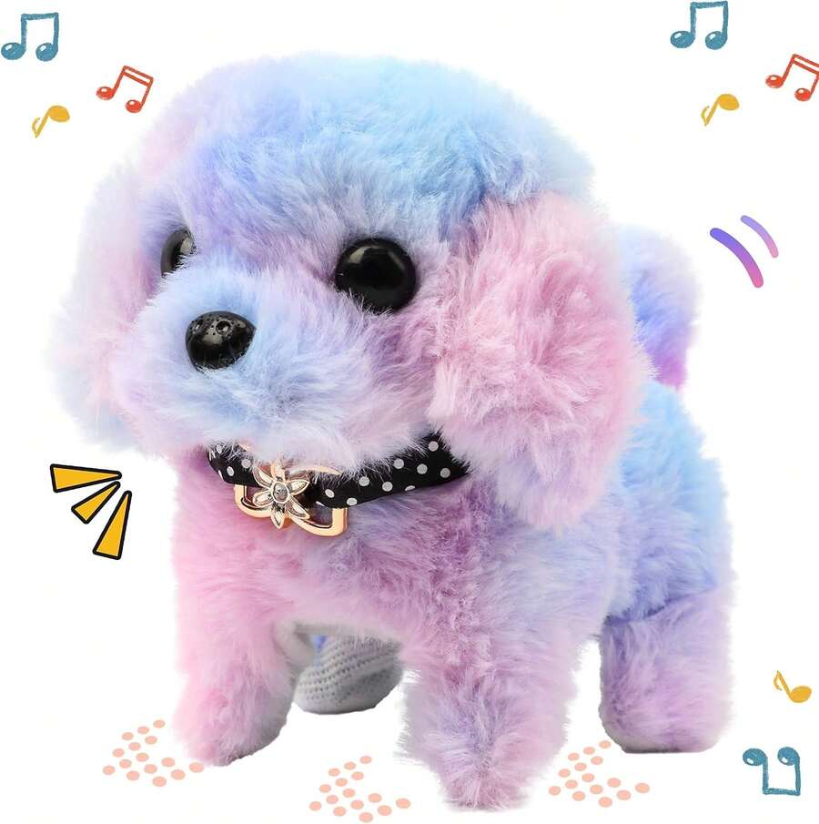2026 New Interactive Plush Rainbow Puppy Toy With Leash – Walking, Barking, Tail-Wagging, And Nodding Smart Pet Toy, Soft Realistic Design, Perfect Birthday, Christmas & Easter Gift For Toddlers, Kids, And Girls - Multicolor - View 1