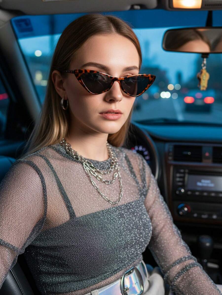 1 pezzo Occhiali da vista di moda con montatura piccola a forma di occhio di gatto per donne - 1 piccola scatola di eleganti compresse di cenere di fiori di fagiolo rosso - Visualizzare 1