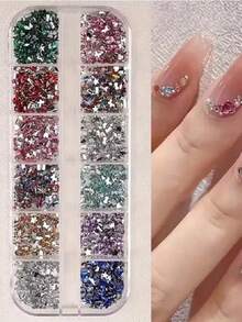 1000pcs Colorful Rhinestone Nail Art Accessories,Rinestones, Multi-Shaped Crystal Flat Back Nail Gems, 3D Three-Dimensional Flat Back Nail Art Accessories, DIY Nail Design Accessories, Fragrance-Free, For Foot, Hand, And Nail Care, Nail Products, Suitable For Nail Decorations, Phone Cases, Hair Clips, Makeup, And Other DIY Craft Decorations, A Must-Have For Women's Nail Art Decorations,Nails,Nail Charms,Nail Supplies,Christmas Nails - Nhiều màu - Xem 3