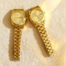 1pc 26mm Women's Watch, Stainless Steel Case & Band, Gold Color, High-End Elegant Quartz Watch, Luxury Business Waterproof Wristwatch, Fashion Calendar Diamond-Studded Ladies Watch, Suitable For Daily Decoration, Holiday & Birthday Gift - Gold - View 8