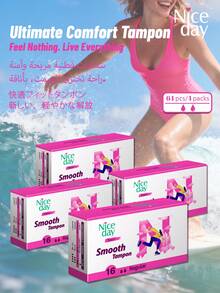 Niceday 32pcs/2 Boxes Premium Waterproof Sanitary Tampons, Regular Absorbency, Short Tampons, Suitable For Swimming And Surfing
