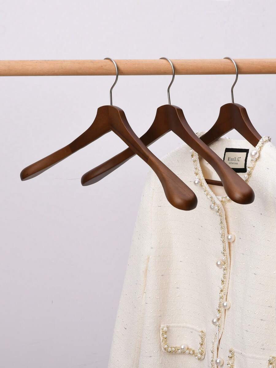 2pcs Premium Wooden Wide Shoulder Clothes Hangers, 4.5cm Expanded Shoulder, Coat & Jacket Storage Organizer, Seamless Home Use