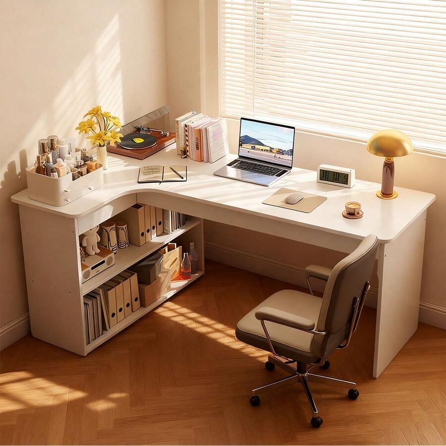 Escritorio Madera L Izquierdo 100x70x74cm, Diseño Ergonómico - Blanco - Ver 1