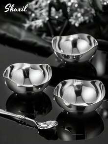shoxil 1/2/3件装304不锈钢美观花瓣形甜点碗——多功能零食碗、甜点杯、燕麦碗、沙拉碗、早餐碗、托盘和水果盘，易于清洁，是学生返校的完美礼物，也适用于客厅、卧室、办公室、露营、酒店、学校和日常使用。 - 碗 - 查看 10