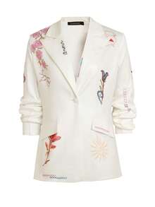 HOMEYEE Vintage Blumen Muster Blazer Jacke, elegant für Lässig, Business und formelle Anlässe, Langarm