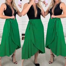Women's Long Wrap Skirt In Viscose Linen With Tie Detail – Style And Comfort – One Size - bendera - View 3