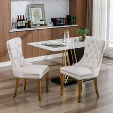 High-End Contemporary Dining Chairs In Solid Wood With Upholstery, Covered In Velvet, Stainless Steel Legs And Rivet Ornaments, Two Chairs Per Set. - Conventional - View 2