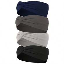 8/4 buc/set bentițe de păr înnodate în culori asortate - bentițe de păr elastice din material moale, eșarfe largi antiderapante cu turban - pentru yoga, antrenament, coafare și purtare zilnică - pentru femei și fete - cadoul perfect pentru pasionații de fitness, bentiță caldă pentru transpirație, accesorii de păr de iarnă - Multicolor - Vizualizare 4