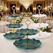 3 Tier Cupcake Stand Holder Plastic Cake Rack Suitable For Paper Cupcakes, Donuts, Fruit Trays - Multicolor - View 1