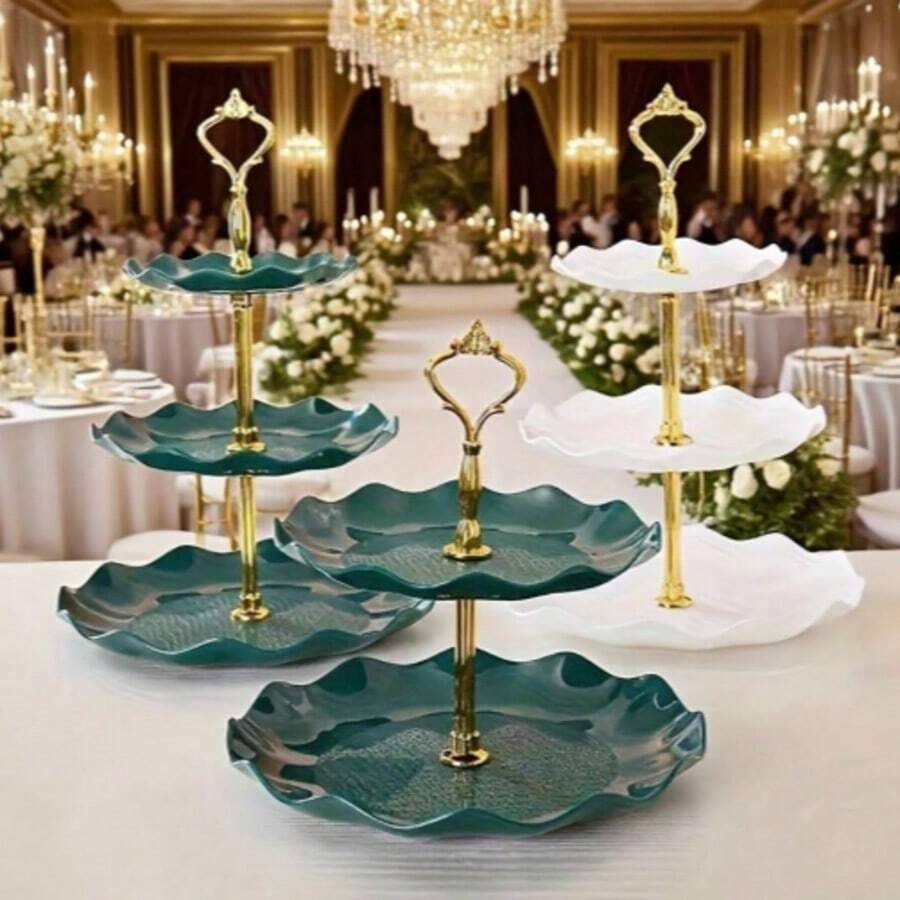 3 Tier Cupcake Stand Holder Plastic Cake Rack Suitable For Paper Cupcakes, Donuts, Fruit Trays - Multicolor - View 1