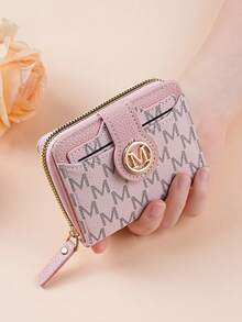 新款荔枝纹字母钱包多卡位短款小号女包厚韩版时尚小巧复古零钱包女士钱包迷你钱包零钱包小钱包可爱钱包 - 粉色 - 查看 10