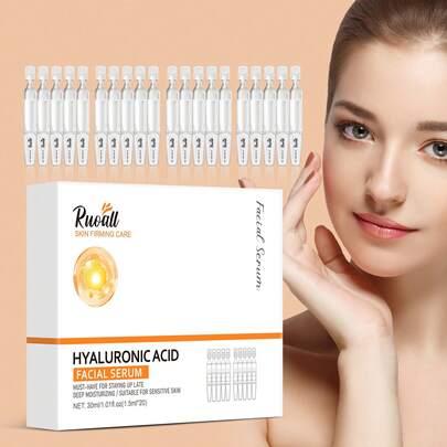 Cápsulas de suero con dosis única de ácido hialurónico - Suero facial hidratante diario para una piel tersa y voluminosa, paquete de 20 cápsulas práctico para viajar