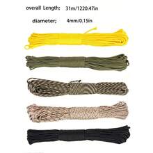 1根直径4毫米/0.15英寸、长31米/101.7英尺的多用途户外绳，可用于编织手链、手工DIY、帐篷拉绳等。