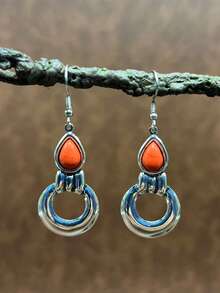 1 Set Vintage Bohemian Style Turquoise Pendant Necklace, Turquoise Earrings, 2-Layer Necklace Can Be Matched Freely, Versatile, Suitable For Casual Wear, All Seasons Jewelry, Suitable For Women And Girls To Match Daily Outfits, Party Accessories, Jewelry, Gift For Family/Friends/Yourself - Bohemian Style - View 22