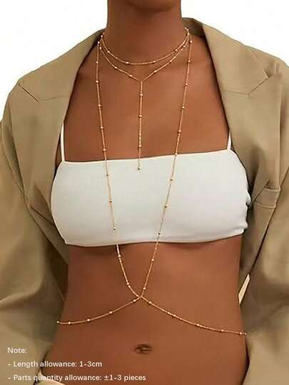 1pc Beaded Criss-Cross Body Chain, Fashionable & Versatile For Women, Suitable For Party, Holiday, Daily Wear, Gift (Handmade With 1-3cm Tolerance)