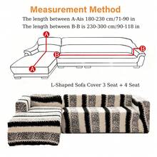 L Shape Sofa Cover For Sectional Sofa Couch Slipcover Stretch Velvet Sofa Slipcover For 3+3 Seat Sofa / 3+4 Seat Sofa Elastic Cozy Warm, Pet-Friendly Anti-Slip Anti-Dirt Furniture Protector, 2Pcs/Set Dual-Color Jacquard Plush Sofa Slipcovers, Includes 2 Pillow Cases For Universal Arm L Shape Sofa - 黑色 - 查看 4