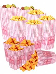 12pcs Bow Tie Design Popcorn Boxes, Romantic Wedding Season, Size 11.5X7X5CM, Suitable For Birthday Party, Wedding, Movie Theater, Shopping Mall Party Favor Boxes - Bow D - View 2