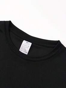 Men's Casual Sports T-Shirt, Summer Thin Breathable Sweat-Absorbing Geedup Printed Design, Suitable For Daily Wear Casual Sports T-Shirt - 黑色 - 查看 3