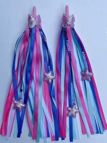 1 Pair Handlebar Streamers With Sequins, Tassels, Stars, Bowknot Decor For Scooter, Tricycle, Motorcycle, Bicycle - Multicolor - View 11