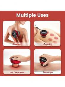 6档吸力及温度可调电动拔罐疗法套装，便携式智能拔罐按摩器，缓解肌肉、颈部、肩部、背部疼痛，改善血液循环，800mAh电池容量 - 黑色 - 查看 10