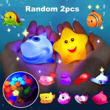 无孔沐浴玩具，发光海洋动物套装，闪闪发光的彩色浴缸漂浮水上玩具，浴室水盆游戏泳池派对的绝佳礼物 - 彩色 - 查看 13