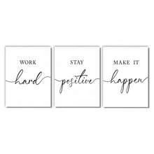 Bộ 3 tranh treo tường không khung, kích thước 11"X14" - Tranh gỗ trang trí văn phòng & phòng ngủ truyền cảm hứng cho nam giới, tranh ảnh với câu nói tích cực về làm việc chăm chỉ để trang trí nhà cửa & phòng khách. - trắng - Xem 11