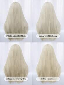 Synthetische hellgraue gerade Perücke, aus Fasern hergestellt, geeignet für den täglichen Gebrauch, natürliches und realistisches Aussehen (ohne Zubehör). - Hellgrau - Übersicht 8