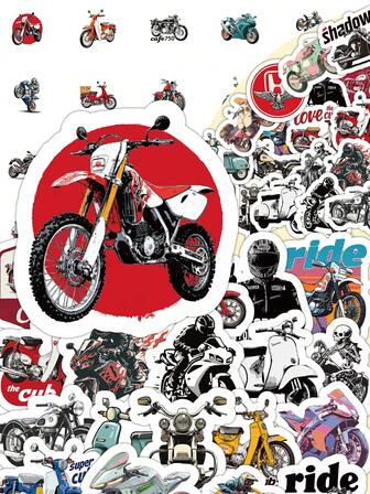 50PCS/PACK Cool Motorcycle Stickers Pack, Stylish Biker Decals For Phone Metal Stickers & School Pencil Case, Awesome Decor For Motorcycle Enthusiasts