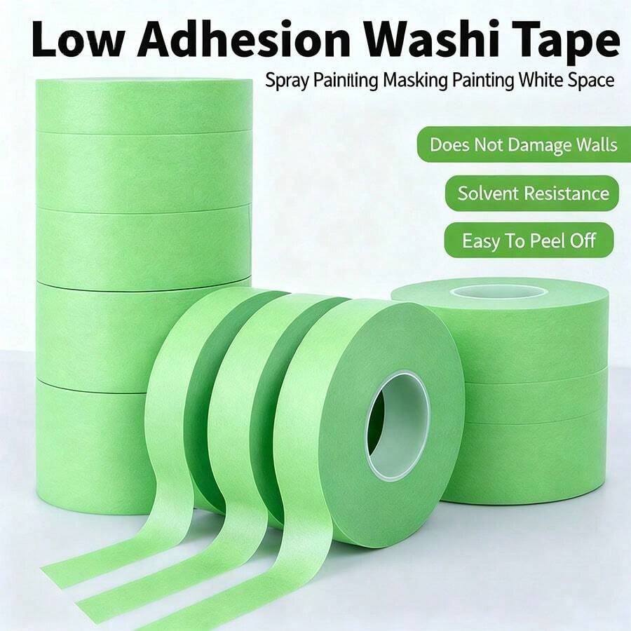 Green Painter Tape: 1 Rolls Of Masking Tape With Adhesive Backing, Ideal For Home, Office, School, DIY Art, Crafts, And Labels - Green - View 1