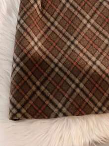 EARO 女装大码秋冬新款百搭羊毛格子复古束腰通勤时尚半身裙