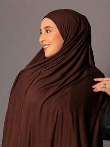 1 件女士平纹头巾，莫代尔头巾汗布，纯色，丝滑柔软，舒适透气头巾，头巾，平纹头套，180 厘米 * 70 厘米围巾披肩，适合日常、户外、祈祷、礼拜 - 咖啡棕 - 查看 3