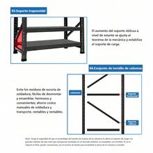 Estantes Acero Inoxidable Industrial Para Almacén 4 Niveles - Negro - Ver 8
