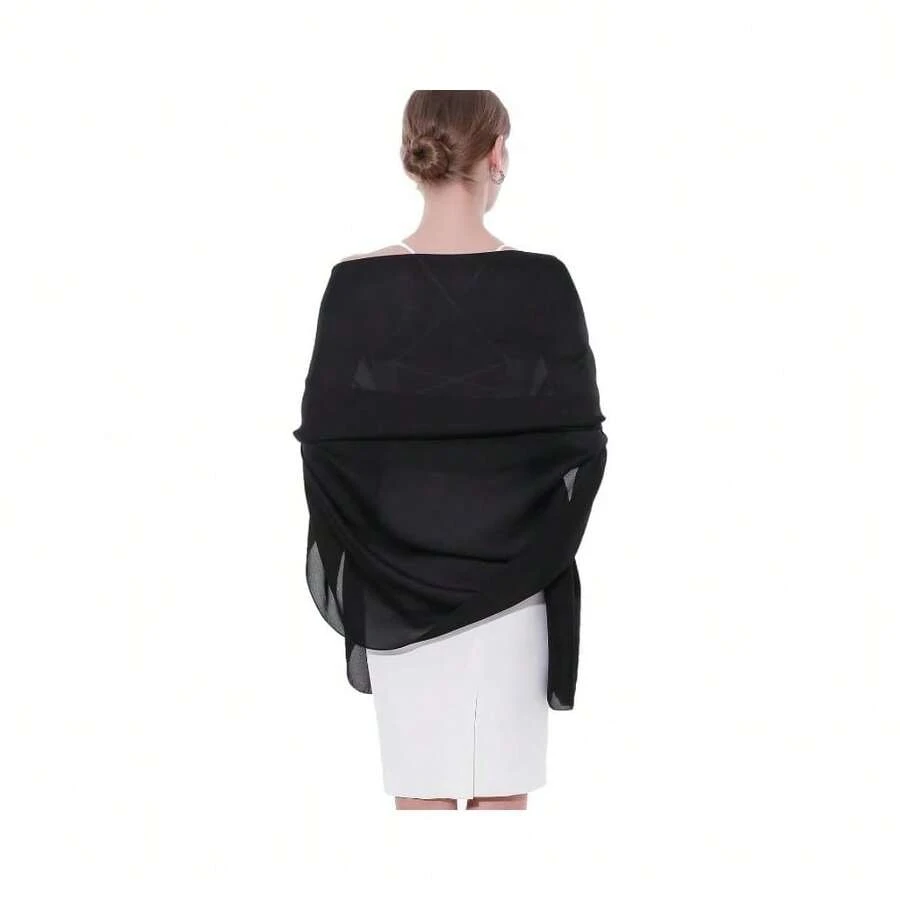 Pashmina Shawl Wraps For Women Evening Dresses Sparkly Elegant Scarf Shawls Blanket Shoulder Cover Poncho Wrap,13FFBlacksssolid - 13F黑色實心 - 查看 1