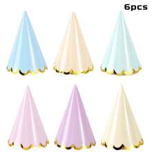 Macaroon Birthday Paper Hat With Foil Trim Party Decoration, Paper Cone Birthday Hat