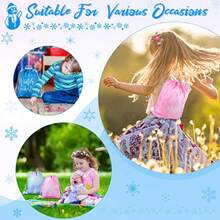 TFKI Frozen Party Favors Bags For Winter Snowflake Birthday Favor Drawstring Goodies Bags Wonderland Gift For Candy Boys Girls Themed Baby Shower Party Supplies 28 Pack - violetbleuroseblanc - Voir 6