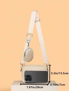 2 chiếc túi đeo chéo in hình đồng xu cổ điển, túi đeo vai mini phong cách retro dành cho nam, túi vuông nhiều khóa kéo hình học bằng da PU với dây đeo điều chỉnh được, thích hợp cho đi bộ đường dài, du lịch, hoạt động ngoài trời, kỳ nghỉ, quà tặng cho chồng, bạn trai - Màu Khaki - Xem 3