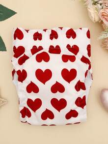 1pc Red Heart Pattern Washable Puppy Diaper, Available In Small, Medium And Large Sizes. Reusable, Suitable For Estrus Puppies. - Multicolor - View 5