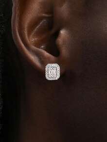 ESBERRY 1 PC Zirconia Stud Earrings For Man S925 Sterling Silver Fine Jewelry Daily Wear Gifts