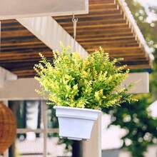 1/5束仿真花束，情人节和新年礼物，户外逼真装饰，抗紫外线不褪色塑料植物，适用于花园、门廊、窗台、花盆、房间、家居装饰（白色） - 黃色 - 查看 6