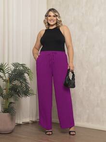 Plus Size Pants - Rose Red - View 8