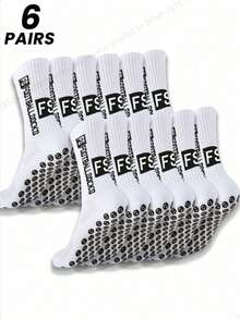 6 pares de calcetines adhesivos antideslizantes para hombres, calcetines deportivos para hombres, blancos, calcetines deportivos y de fitness para hombres, calcetines transpirables y antideslizantes para hombres, calcetines deportivos para fútbol y correr - Multicolor - Ver 1