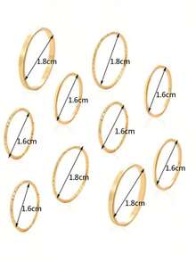 10pcs Alloy Ring Set - Yellow Gold - View 3