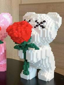 3996片装小熊花束造型积木，DIY浪漫拼装玩具，收藏模型，家居装饰，生日礼物，情人节礼物，单件装房间装饰 - 彩色 - 查看 2