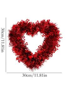 1pc Red Metal Wire Heart Wreath, Heart Door Hanging, Valentine's Day Wall Decor, Valentine's Day Sign, DIY Valentine's Day Wreath Decoration, Festive Atmosphere - Multicolor - View 7
