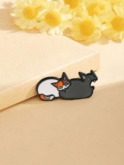 1 pieza Broche de gato de dibujos animados lindo, insignia adorable para estudiantes/parejas, pasador de decoración de metal de gato de dibujos animados mini para mochila, accesorio de ropa