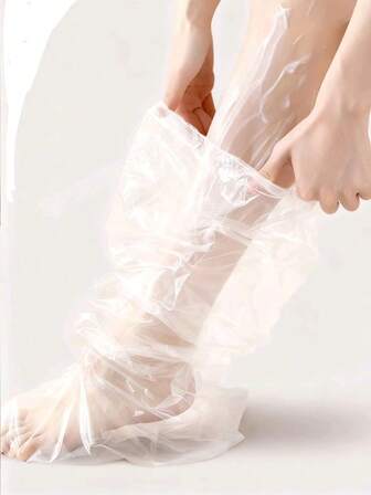 50 piezas/paquete Mangas para mascarilla de pierna de uso profesional en salón, hidratante para el verano, nutritivo para piel seca en primavera, otoño e invierno, extra grueso y largo, 10 piezas/50 piezas/100 piezas por paquete, mangas para cuidado de piernas suaves y transparentes, adecuadas para hombres y mujeres, bolsas desechables de uso múltiple