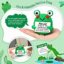 Mini Positive Energy Crochet Frog, Emotional Inspiration Support Essential Gift, Suitable For Birthday, Graduation And Other Occasions, Uplifting Crochet Frog, Boosts Morale, Can Be Used As Room Or Desk Decor, Also Suitable As Christmas Stocking Gift - Multicolor - View 3