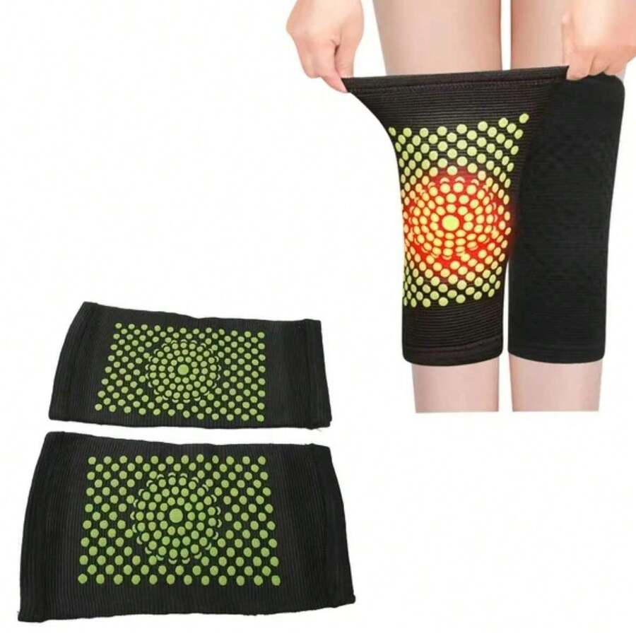 1 par Rodilleras deportivas gruesas y transpirables, accesorios de gimnasio con diseño de puntos asimétricos, rodilleras deportivas de soporte para la rodilla - Negro - Ver 1