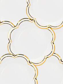 10pcs/20pcs/50pcs White And Golden Party Plates Gold Foil Scalloped Dessert Paper Plate 7inch Scalloped Edge Disposable Cake Plates For Tea Party Birthday Bridal Baby Shower Wedding Party Supplies - White - View 4