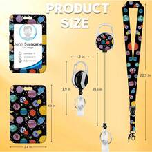 Colorful Planet Space Lanyards For ID Badges, ID Badge Holder With Lanyard Retractable Badge Holder/Reel Lanyard, Teacher Student Office Gifts,ColorfulPlanetSpace - 炫彩星球太空 - 查看 5